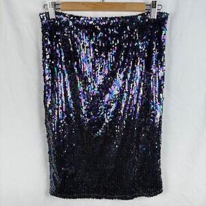 Iridescent Sequin Skirt Medium Knee Length Party Rave Festival Costume Sparkly